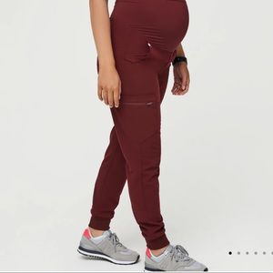 Figs Burgundy Maternity Joggers